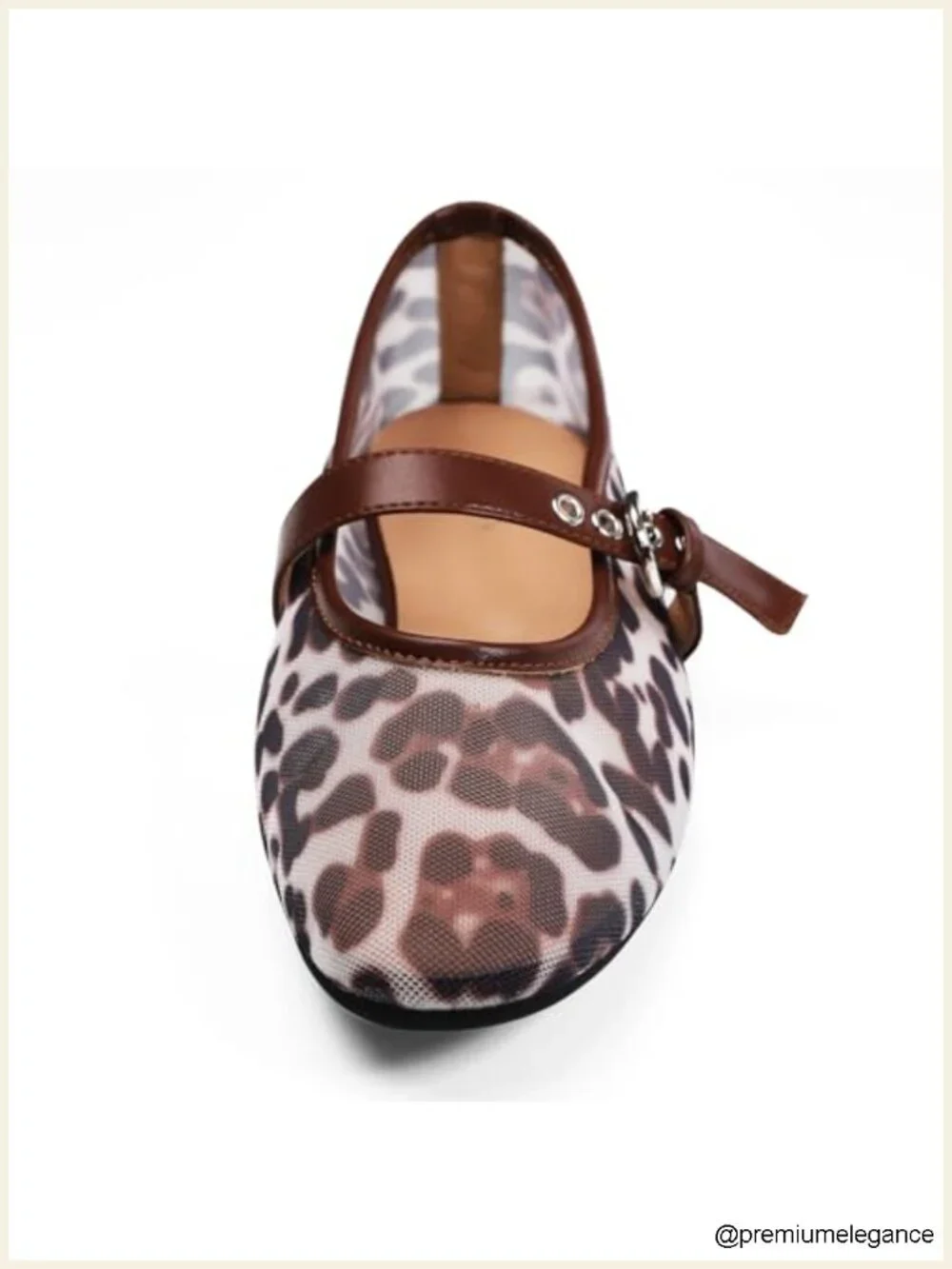Mesh Ballet Flats Mary Jane Animal Print Slip On Breathable Ballerina Flats